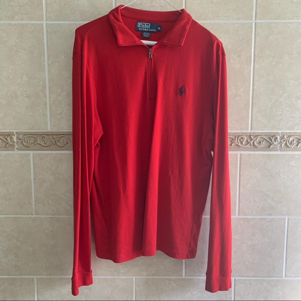 Polo Ralph Lauren Red Pima Cotton Zip Pullover